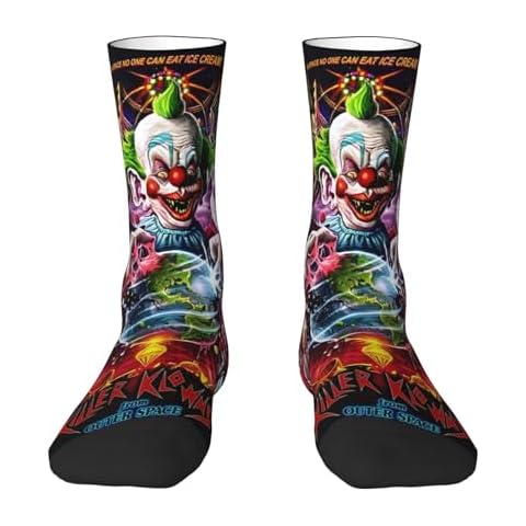 Dcgenrios 16 In Socks Killer Horror Movie Klowns from Outer Space Funny Crew Socks Novelty Athletic Socks Winter Warm Stocking for Women Men Cover