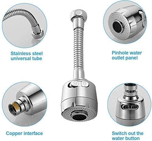 BELARO Faucet Water Filter for Kitchen Sink Tap Mixer Extension Flexible Anti Splash Saving 360° Rotating Faucet Portable Filter Nozzle Regulator Splash-Proof Universal Interface Activated (Design-4) 2
