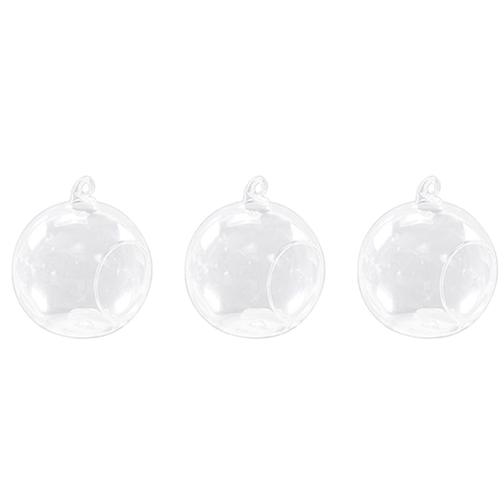 Hndhbfgrt 3Pcs 8cm Hanging Glass Flowers Plant Vase Stand Holder Terrarium Container Candlestick Tealight Holder Home Decor