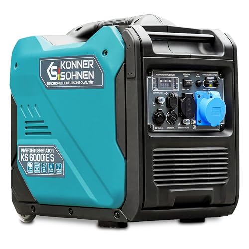 Könner & Söhn KS 6000iE S - Generador de corriente con indicador LED 6 en 1, modo ECO, generador de corriente con bobina de cobre, conector ATS, generador EURO V