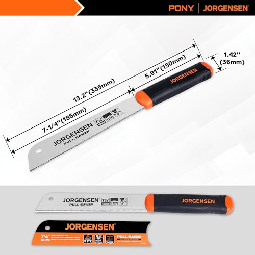 JORGENSEN Japanese Pull Saw, 7.25" Hand Saw Single Edge, 17-TPI SK5 Flexible Blade Handsaws, Flush Cut Saw with Soft Grip Handle for Fine Woodworking & Fast, Precise Cuts - Image 3