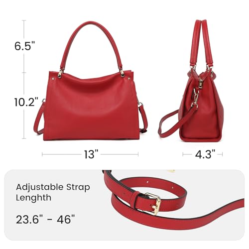 Image of KOGTLA Medium Genuine Leather Tote Handbags for Women, Ladies Soft Satchel Shoulder Purses, Two-Handle Hobo Bags