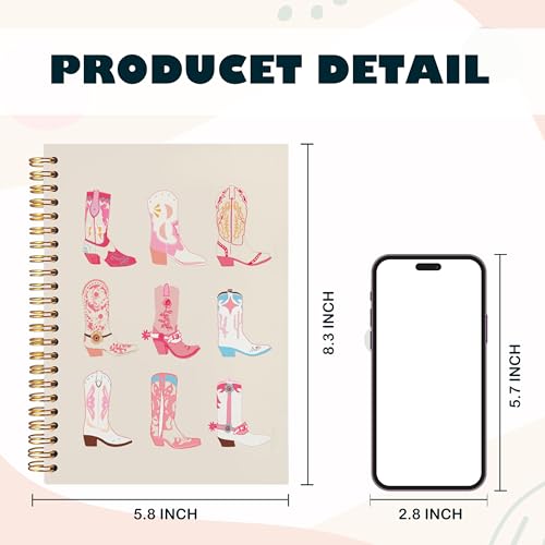 Image of BearCake Western Cowgirl Notebook,Cowgirl Western Gifts for Women,Cute Spiral Journal Notebooks for Women Girls ,Western Office Supplies, Western Stuff for Women,Preppy Pink Notebook,Cowgirl Stuff, 5.5x8.3