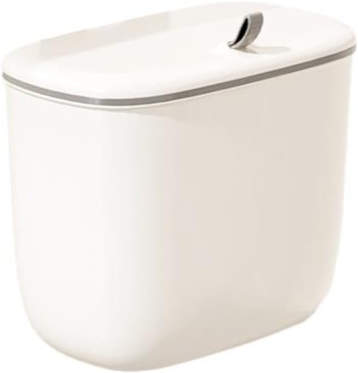 Wall-Mounted Trash Can, Hanging Garbage Bin, Kitchen Cabinet, Space Saving Cloud Gray White 8L