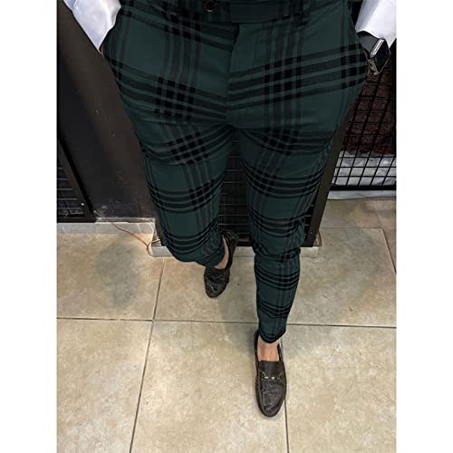 Cargo Pants,Black Work Pants Men Fur Lined Sweatpants Travel Pants Mens Running Men's Fashion Stretch Dress Pants Slim Fit Plaid Business Suit Casual Golf Mens Utility Pants(Green Pants,L) #TOP1