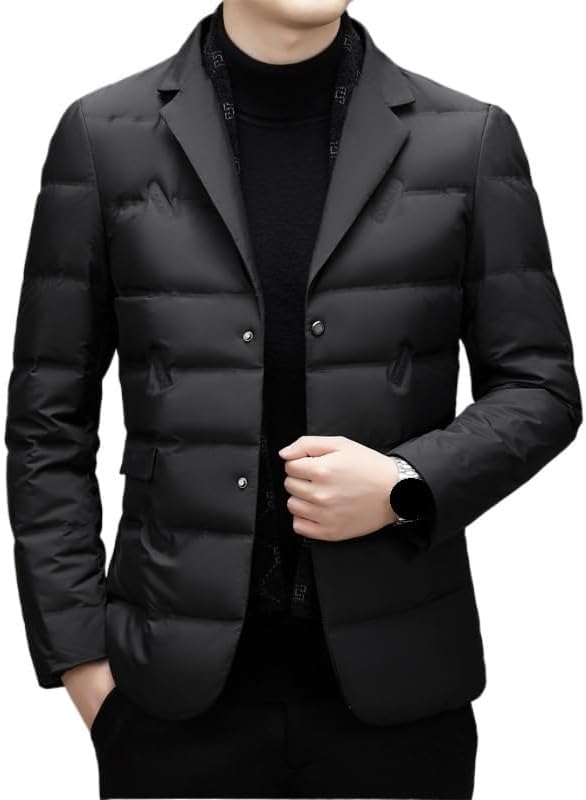 Mens Collar Down Jacket Winter Middle Age Casual Comfortable Warm Suit Puffer Jackets Coat
