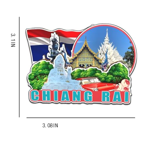 Imán decorativo de madera Chiang Rai Tailandia 3D miniatura 3