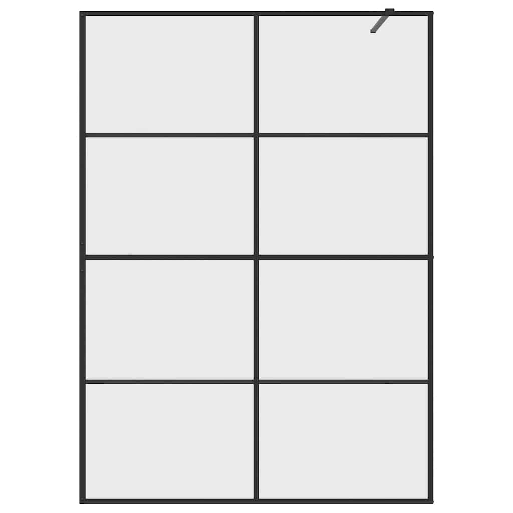 Mampara de ducha de cristal templado transparente de 140 x 195 cm, cristal de seguridad de 5 mm, perfil de aluminio negro, ajustable 1 cm, para ducha a pie, protección contra salpicaduras y
