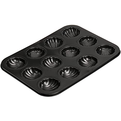 Hiceeden 4 Pack 12 Cavity Madeleine Pans, Non-Stick Cake Pan Madeleine Mold, Mini Carbon Steel Muffin Pan Bakeware For Baking, 1 Spherical Shell And 3 Floral Shape #TOP3