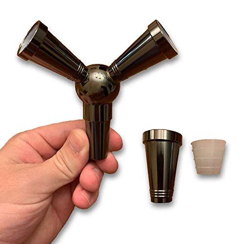 SULLINS Hookah Hose Adapter Splitter, 1 to 2 Hookah Connector (Pure Metal Black) Hookah Pipe hookahs & Accessories Shisha Joint Auto-Seal Hookah Accessories Smoking Accessories