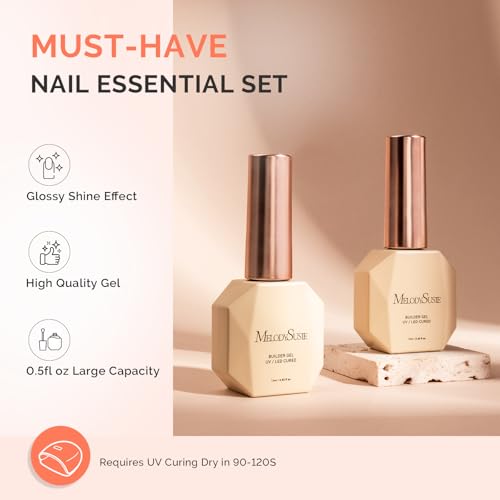 Image of MelodySusie 2PCS 15ML Clear Builder Nail Base Gel for Nails Thickening,Soak Off UV Extension Gel,Rhinestone Nail Glue in a Bottle for Nail Art Design Gift for Women