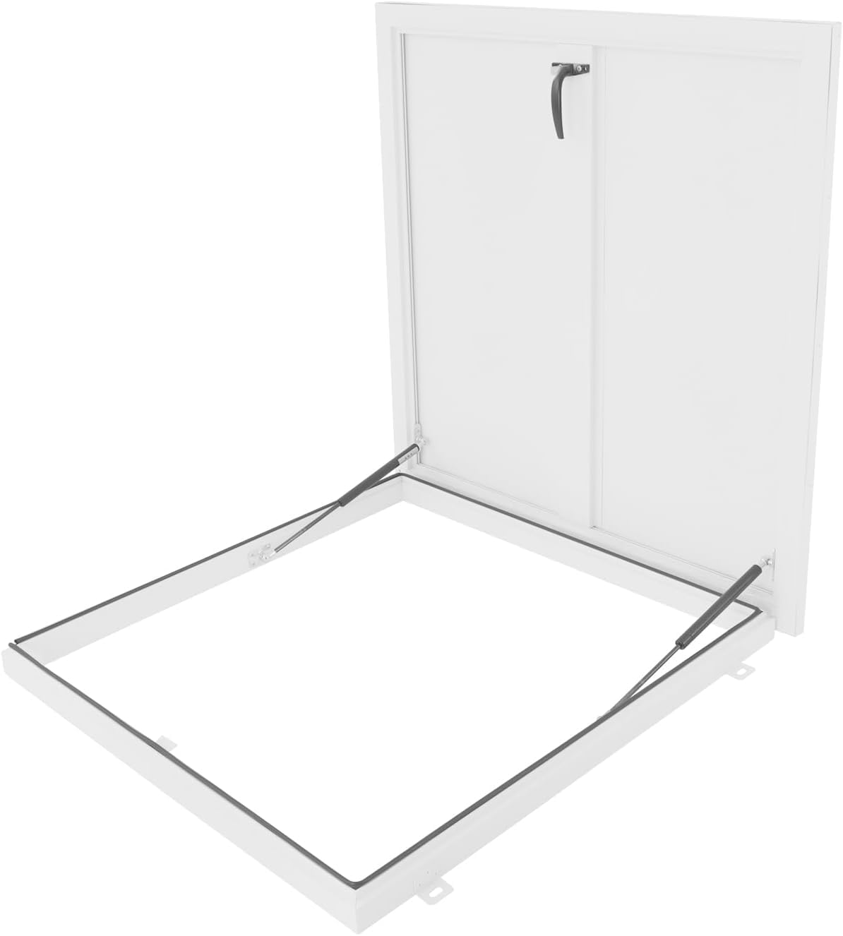 Trappe Daccès Au Toit en Alliage Daluminium, Porte De Sécurité Verrouillable avec Poignée, Plaque De Recouvrement étanche pour Tête De Puits White, 35.82" L × 35.82" W