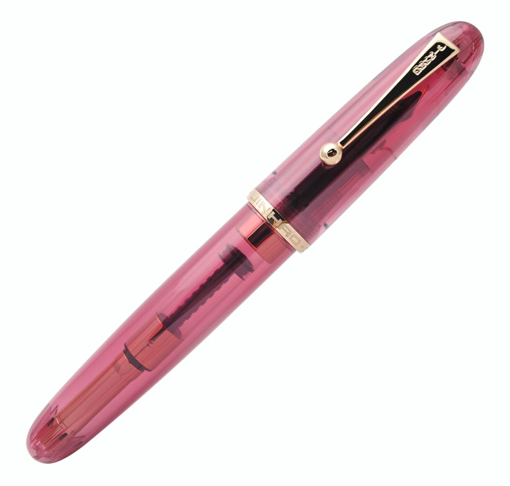 JINHAO 9019 Dadao Acrylic Fountain Pen with Ink Converter (M Nib 0.7 mm, Transparent Wine Red)