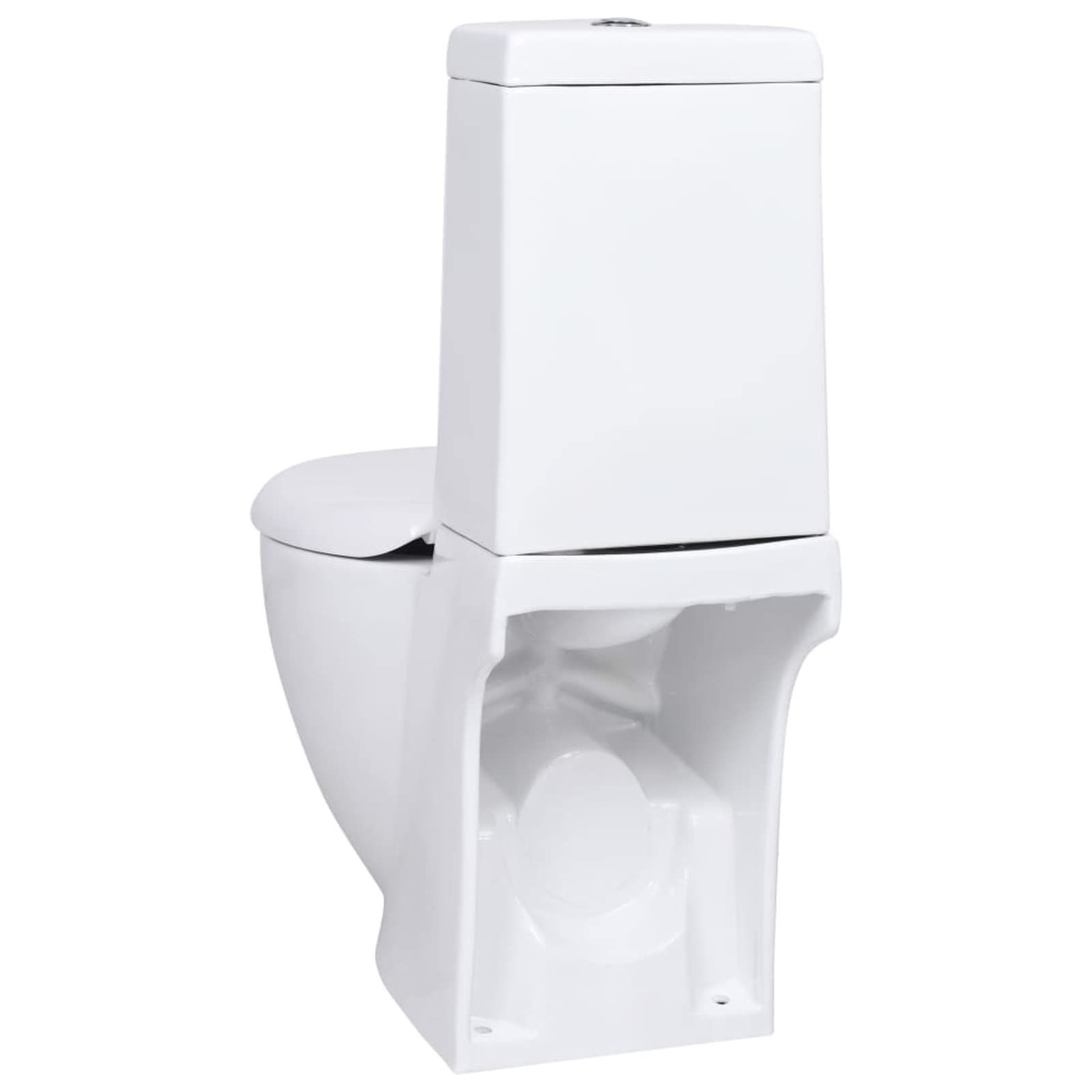 Homgoday Vaso WC in Ceramica da Bagno Rotondo Base con Scarico Bianco, Mobili per Casa Interno Esterno Soggiorno Camera da Letto