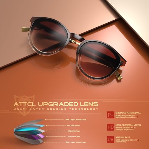 ATTCL Womens Round Classic Polarized Sunglasses for Women Retro Trendy UV400 Sunnies3