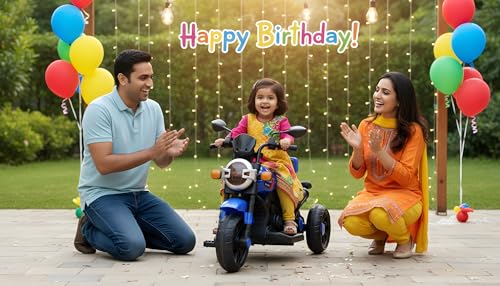 Image of Wishmaster Ride Xtreme Kids Electric Bike | 6V Rechargeable Battery Ride-On with Bluetooth, MP3 Music, LED Lights & Foot Accelerator | Safe, Durable & Fun Toy Bike for Boys & Girls (Age 1-5 Years)