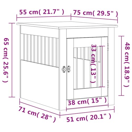 vidaXL Hundekäfig im Möbelstil, Abschließbar Hundebox mit Tür, Hundehütte Beistelltisch mit 2-in-1-Funktion, Hundehaus Haustierkäfig, Weiß 55x75x65 cm Holzwerkstoff
