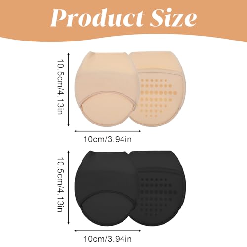 6 Pairs of Toe Topper Socks Women, Toes Cover Socks, Ball of Foot Cushion Sock with Sponge Cushion, Women's Toe Cover with Padding, Suitable for High Heels, Pumps (Black, Skin Color)2