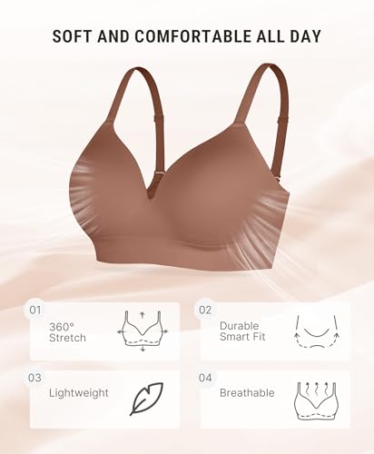 Image of FeelinGirl Wireless Supportive Bra for Women, Seamless Comfort Bralettes No Underwire Full Coverage Everyday Bras