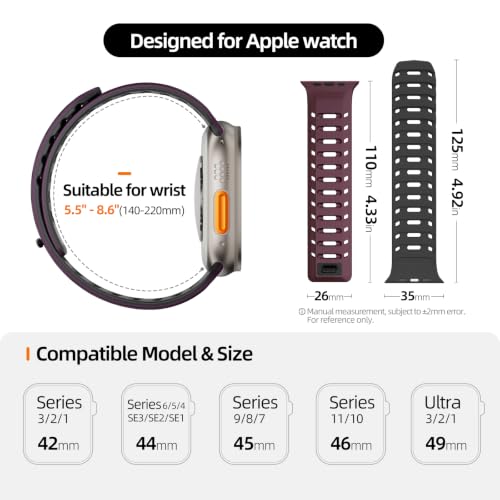 Image of X-it Magnetic Watch Band for Apple Watch Ultra 49mm, 46mm /45mm /44mm, Soft Silicone Sport Strap with Strong Magnet for Men and Women, Compatible with Apple Watch Series 11 /10 /9 /8 /7 /6 /5 /4 /3 /2 /1 and SE
