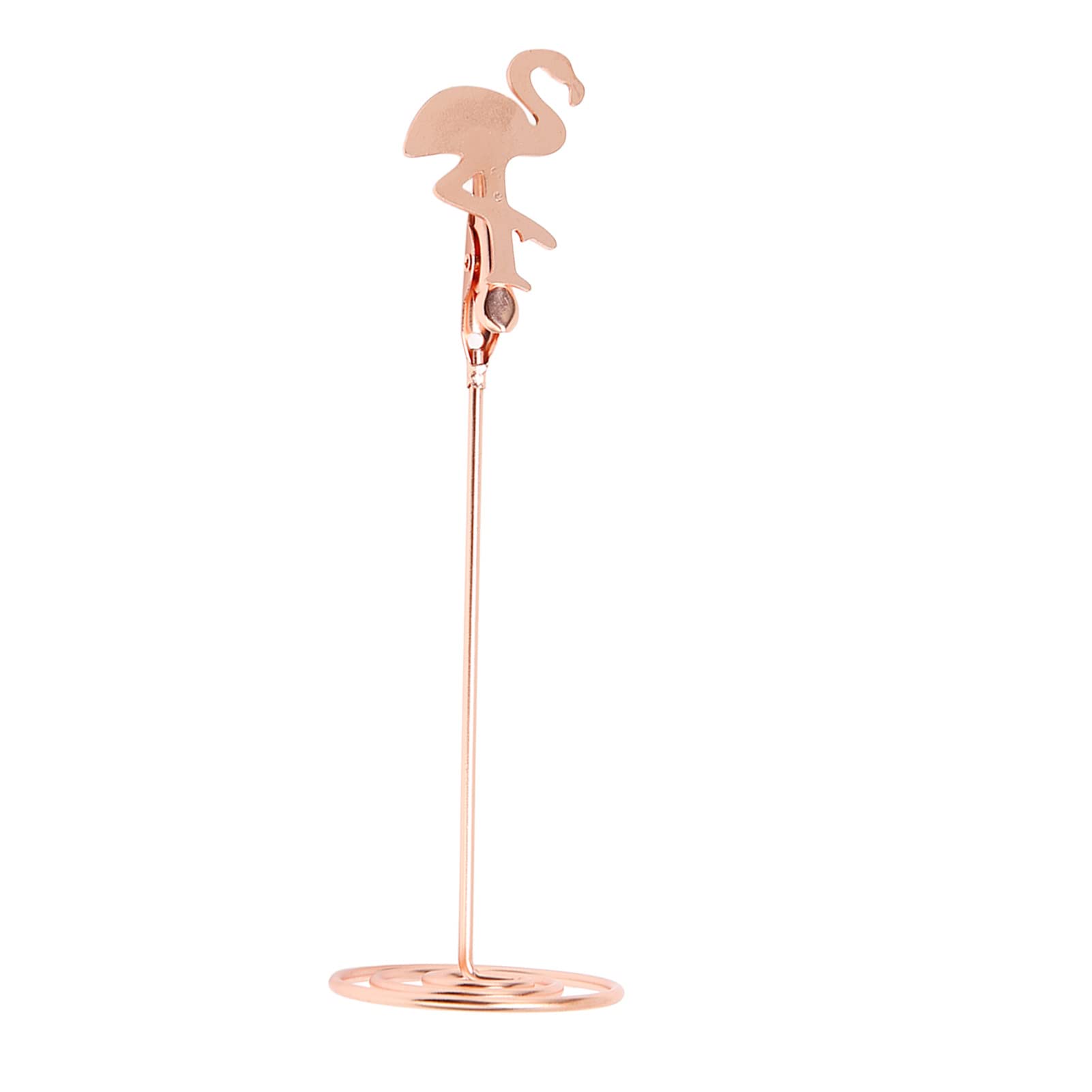 24 portatarjetas de mesa con forma de flamenco, soporte para tarjetas de escritorio de hierro en oro rosa, clip para fotos, número de mesa, notas, notas, soporte para exhibición