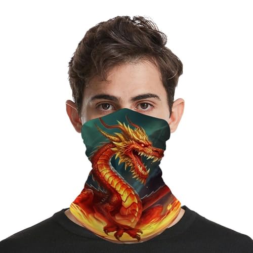 Dragon King in Fire Neck Gaiter UV Sun Protection Balaclava Breathable Ski Face Mask for Men Women Versatile Cover Scarf Bandana Head Wrap4