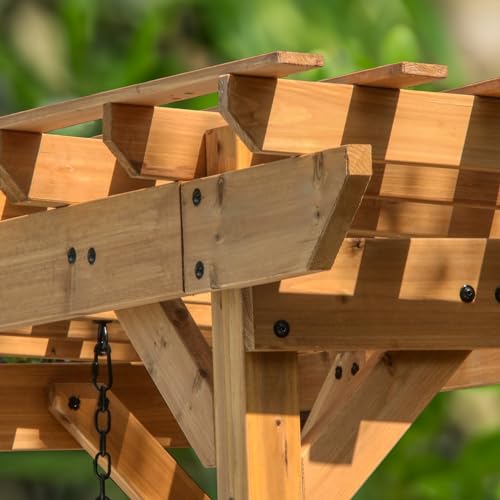 Image of Backyard Discovery Callahan 8' x 5' Cedar Wood Outdoor Patio Pergola Swing Bench with Trellis, Two-Person Seating, Chains, Water Resistance, 600 Lb Weight Capacity for Porch, Patio, Deck, Garden