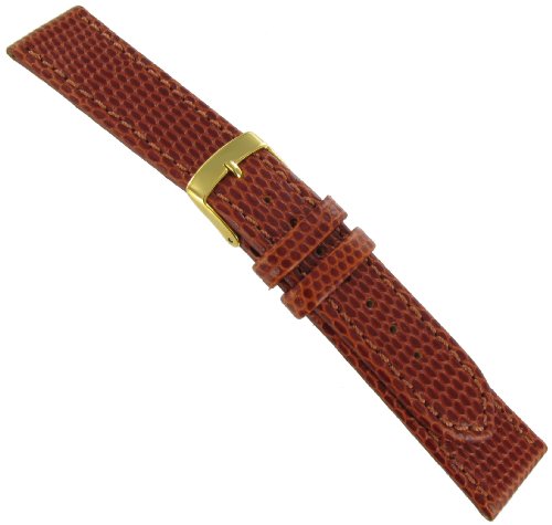 Morellato 18mm Genuine Leather Lizard Grain Padded Stitched Tan Watch Band Regular-2125