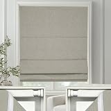 Changshade No Drill Roman Shades Cordless Blinds Blackout for Indoor Windows, Room Darkening Black Out Tension Rod No Hardware No Tools Inside Mount, Shade Size 34 Inches Wide 64 Inches High, Beige