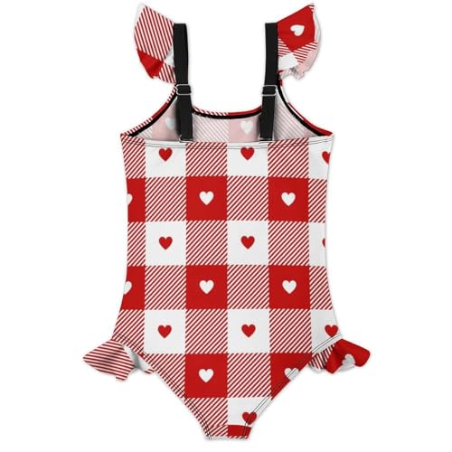 Image of Girls One Piece Swimsuit Polka Dots Ruffles Swimwear Bathing Suits 3-12 Years