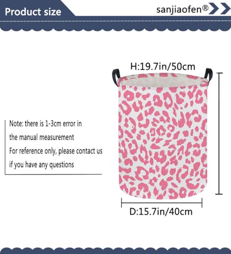 Image of Pink Leopard Print Hamper,Baby Laundry Hamper,Waterproof Collapsible Baby Storage Baskets for Kid Room Decor,Clothes Organizer Basket,Gift Baskets(Pink Leopard Print)