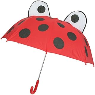 Drizzles Childrens 3D Dome Animal Umbrella with Crook Handle Red