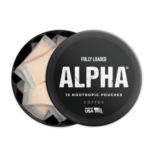 Image of Fully Loaded Alpha Nootropic Pouches (Coffee) - 5 Cans - 15 Pouches per can - Effective Nootropic Delivery, Nic Pouch Replacement - Faster Absorption, Alpha GPC, L-Tyrosine, GABA