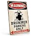 PAIION Drummer Parking Only Sign Vintage Metal Wall Decor for Garage & Man Cave, Drummer Gifts for Men - Drum Accessories Tin Sign 8x12 Inch