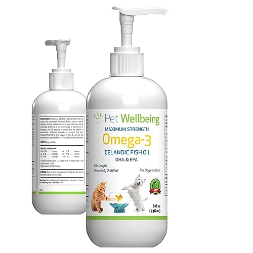 Pet Wellbeing Omega-3 Daily EFA Fish Oil for Dogs - Wild-Caught, Cold-Water Fish, Healthy Skin and Coat, Joint Health and Mobility, Fatty Acids, Anchovies, Sardines, EPA, DHA - 8 fl oz (236 ml)
