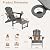 3 Level Adjustable Adirondack Chair with Retractable Ottoman, HDPE All-Weather Fire Pit Chair with Cup Holders, Outdoor Chair for Deck Patio Garden Backyard Lawn,Grey