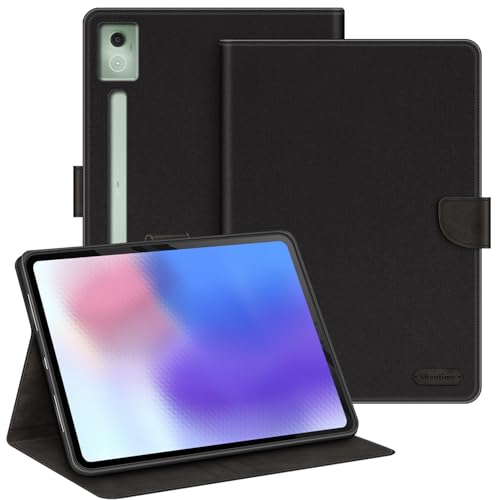 Étui en cuir pour Motorola Moto Pad 60 Pro 12.7 2025 avec coque silicone noir