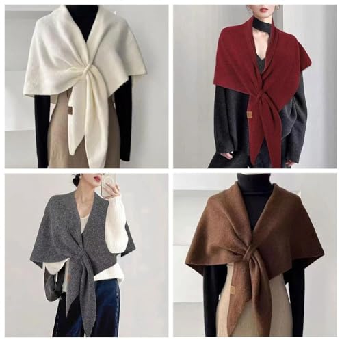 Women's Solid Color Scarf Casual Soft Comfortable Shawl for Daily Wear,Triangle Knitted Pashmina Shawl Wraps Women4