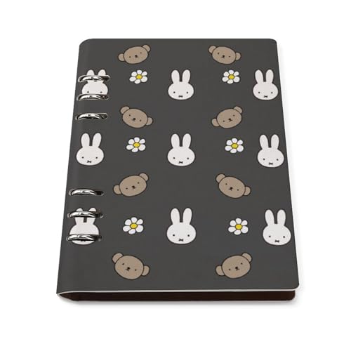 ミッフィー ボリス システム手帳 PU ノートメモ帳 バインダーノート A5サイズ 手帳 スケジュール帳 6穴 レザー 日記帳 記録ノート ルーズリーフ式 詰め替え可 メモ帳 バインダーリング 文房用具 プレゼント 贈り物 子供 学生