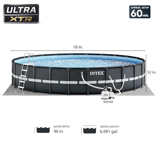 INTEX 26329EH Ultra XTR 18ft x 52in Above Ground Swimming Pool Set with Sand Filter Pump and Deluxe Automatic Vacuum Cleaner