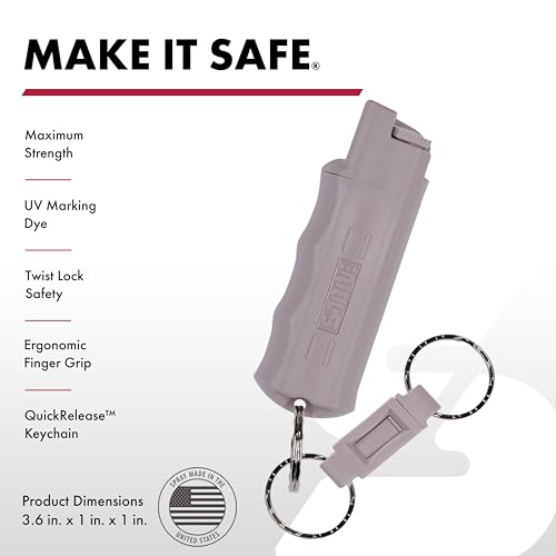 Image of Sabre Pepper Spray - Quick Release Keychain for Easy Carry & Fast Access, Max Police Strength Self Defense OC Spray with UV Dye, 10 Sec. Spray Time, Finger Grip - Faster Aim, 0.54 fl oz,Secure Safety