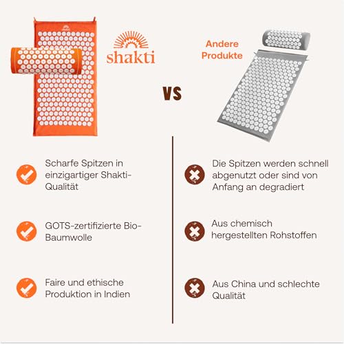 ShaktiMat [Das Original seit 2007] Akupressurmatte und Akupressurkissen zur Entspannung für Rücken, Nacken, Füße, Ethische Handarbeit, GOTS-zertifizierte Bio-Baumwolle, Rosa 6
