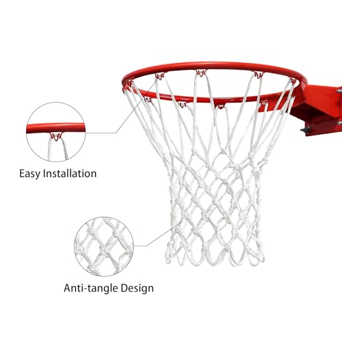 JXCTNNU Basketballnetz 2 Stück Basketball Ersatz Netz für Basketballkorb Outdoor für Standard 12 Schlaufen Basketballkorbnetz für Drinnen und Draußen (Weiß)