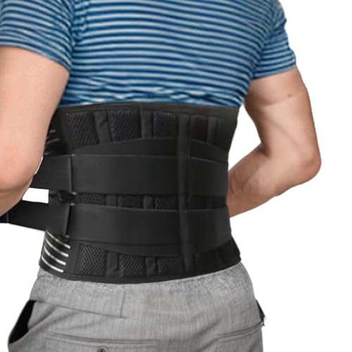 Faja Lumbar Hombre y Mujer Adjustable con 6 Varillas de Soporte, Cinturón de Soporte Lumbar, Cinturon Lumbar para Aliviar Dolor y Lesiones, Ciática, Hernia de Disco etc, Faja Abdominal (Small)
