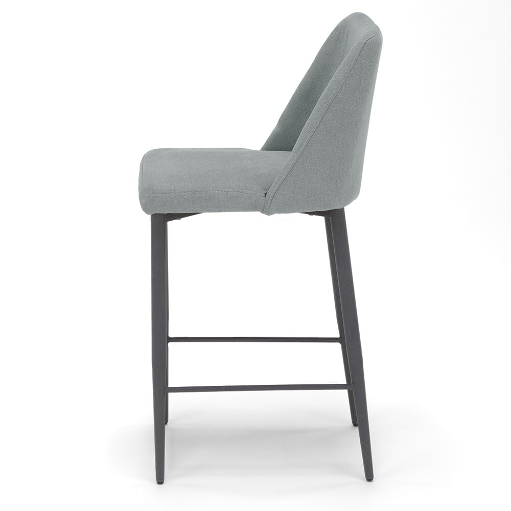 REDÒKASA Sgabello Imbottito ALEXIA MADE IN ITALY, H63 per sala da pranzo, cucina e soggiorno, gambe robuste in metallo effetto ghisa, rivestito con tessuto antimacchia idrorepellente (3, Grigio)