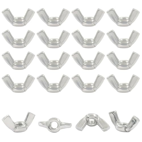 Aracombie 20PCS M4 Wing Nuts, 304 Stainless Steel Hand-Tighten Butterfly Nuts with Anti-Loosening Design for Industrial Machinery, Auto Repair & Home DIY