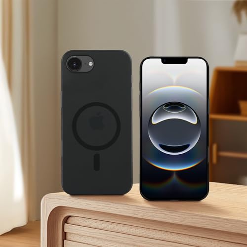 Image of amazon basics Luxury Paper Thin Case Cover for iPhone 16E | Matte Finish | Compatible with magsafe | (Black, iPhone 16E)
