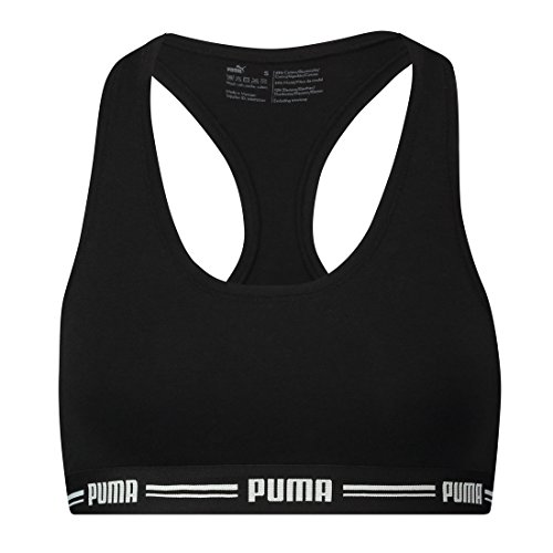 Puma Iconic Racer Back 1P Reggiseno, Nero, S Donna