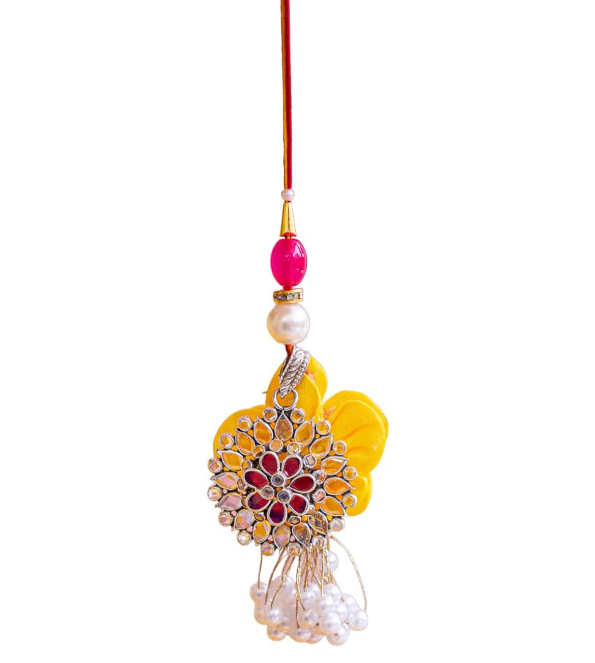 925 Silver Rakhi for Girls | Essence Scintillating Flower Pendant Blooming Lumba Rakhi | Sterling Silver With 925 Stamp Gift for Women-image-45