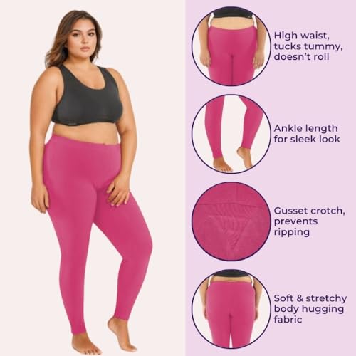 Image of Adira | Plus Size Leggings for Women | Plus Size Leggings for Women | High Waist | Ankle Length | Soft Cotton & Elastane Blend | Non-See-Through | Gusset Crotch Prevents Ripping